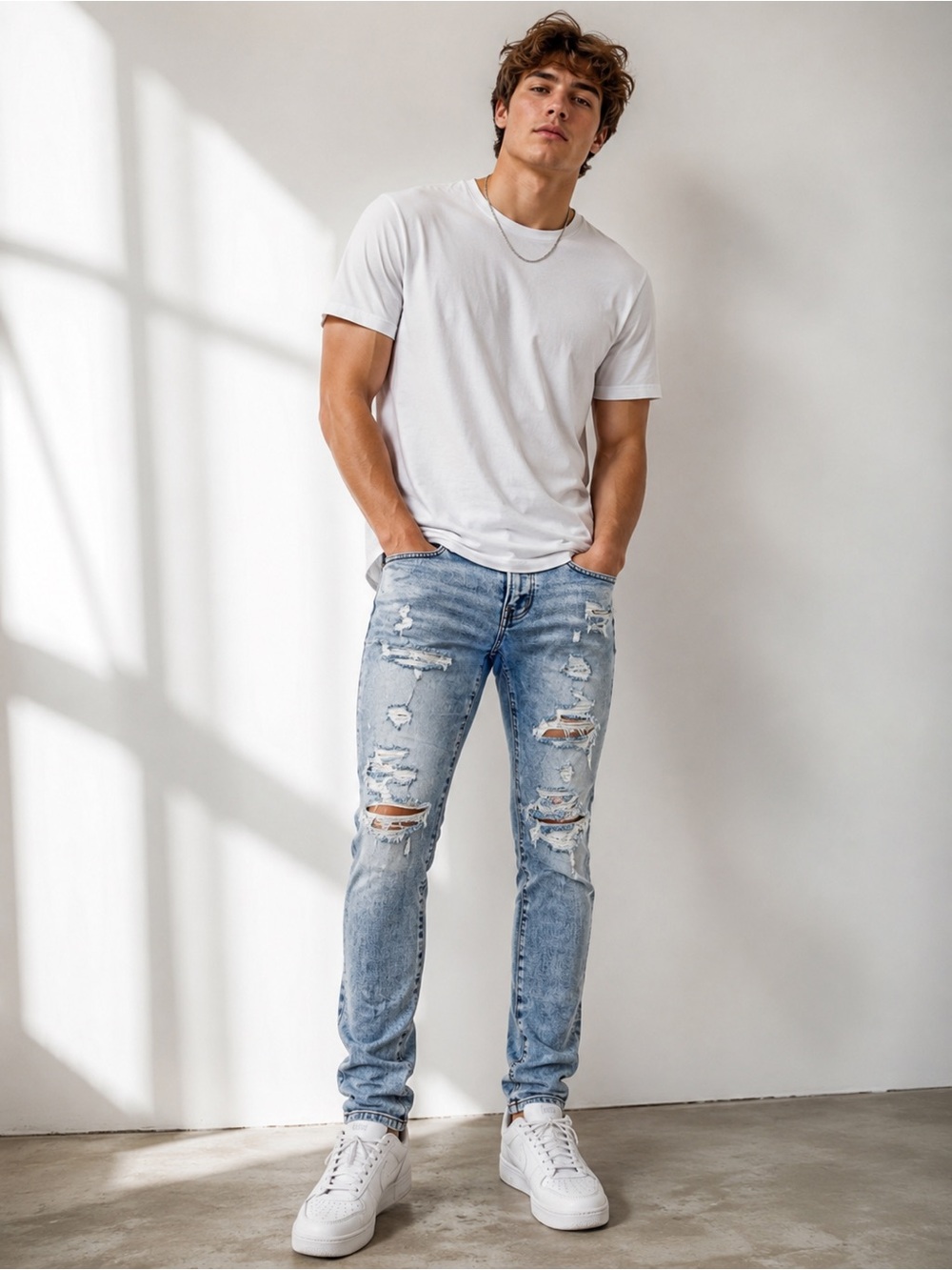 American Eagle AirFlex+ Skinny Distressed Jeans Men’s 29x30 Light Wash Stretch